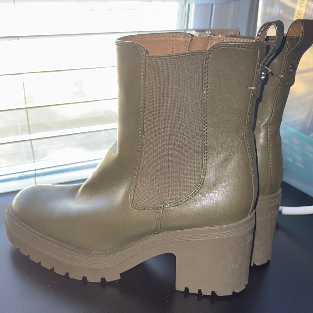 Sam & Libby Olive Ankle Boots with Chunky Sole